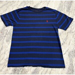 Polo Ralph Lauren TShirt Youth Boys Medium 10-12 Short Sleeve Striped Navy/Royal